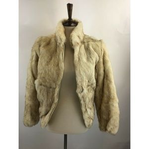 Vtg ELAN Rabbit Fur Soft Vintage Coat Jacket Blond